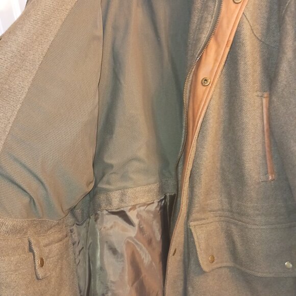 Orvis Wool & Leather Hunting Shooting Field Jacket L Herringbone Lined Full Zip - Picture 11 of 15